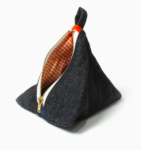 Black Denim Pyramid Pouch