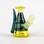 Dusty Glass Micro Milk Bottle Thomas Transparent Yellow Aqua Horns/Green Opaque