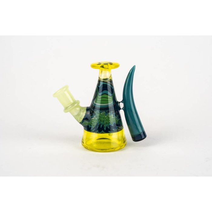 Dusty Glass Micro Milk Bottle Thomas Transparent Yellow Aqua Horns/Green Opaque