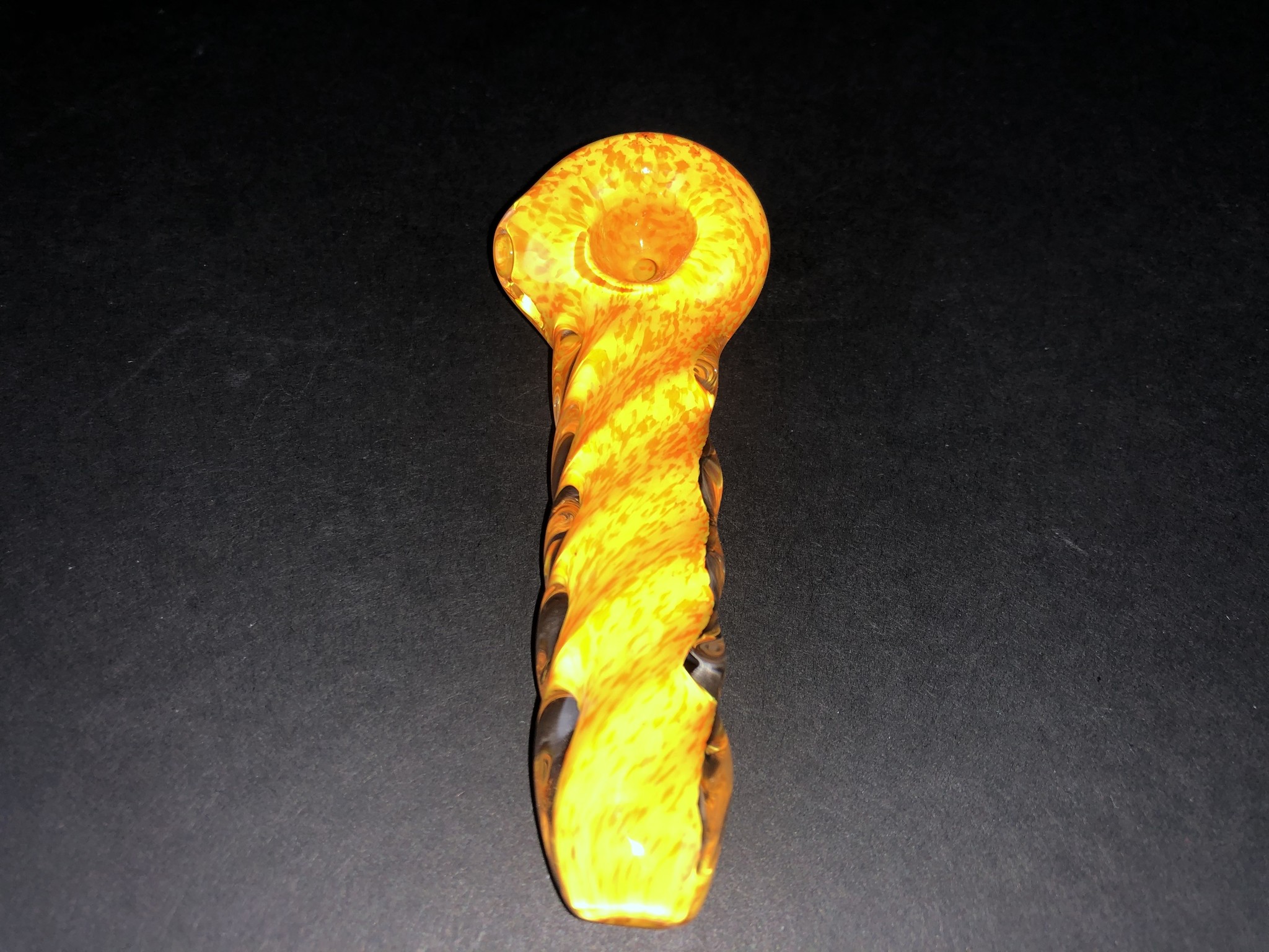 Humbolt Studios Yellow w/ Orange Frit Spoon - BC Smokeshop