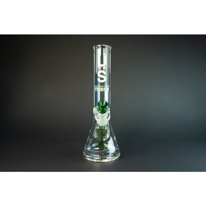 US Tubes 9mm Beaker 13" w/ 24mm Joint Green Accent