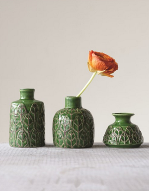 Creative Co-op Green Leaf Vase
