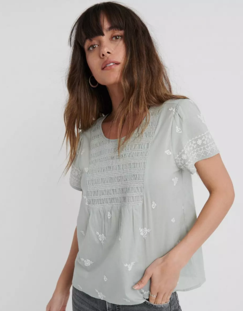 lucky brand women's embroidered top