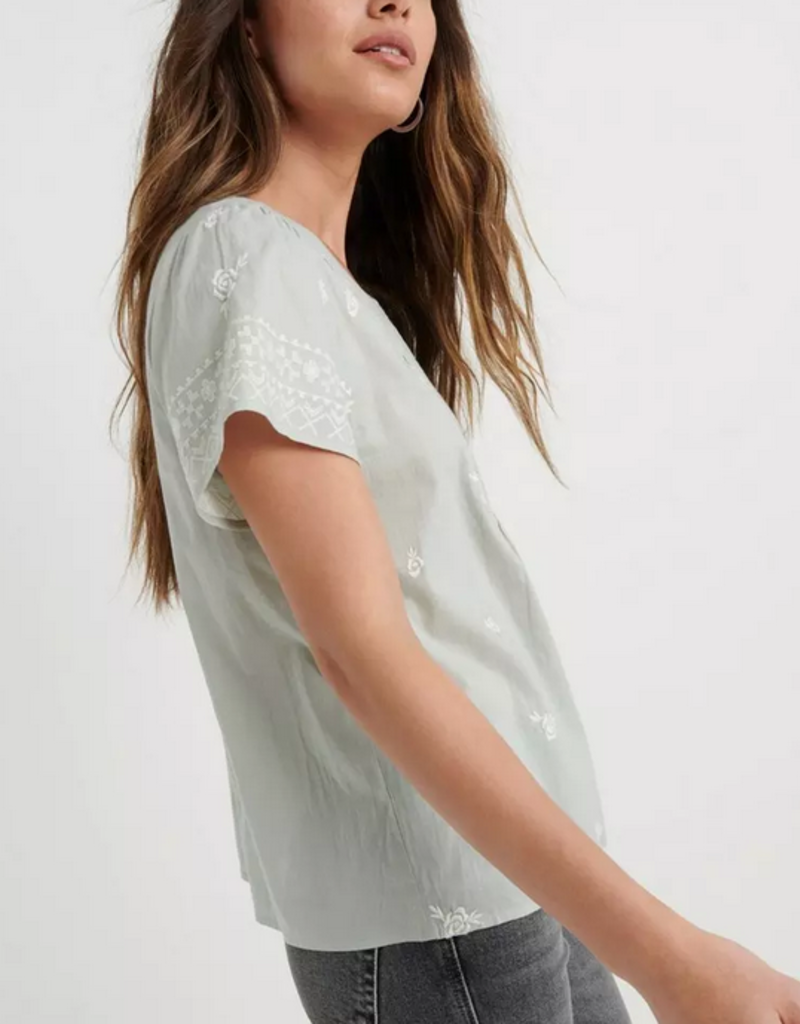 Lucky Brand Clothing Lucky Brand Smocked Embroidered Top