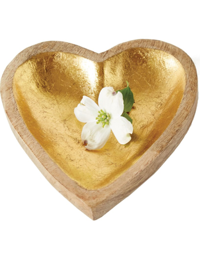 hollyann  Creative Co-op Wood Heart Tray with Gold Leaf Finish