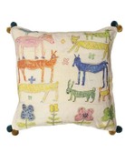 Sugarboo Designs Sugarboo Stacked Animals & Pom Poms PIllow