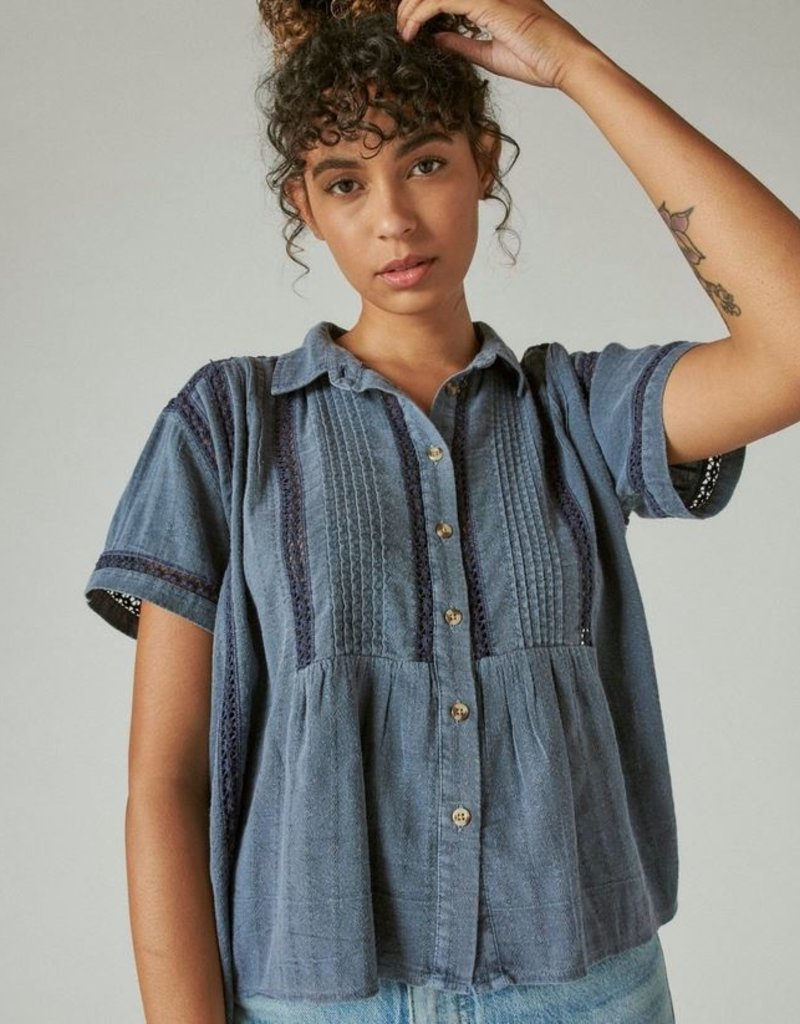 Lucky Brand Clothing Lucky Brand Lace Inset Shirt