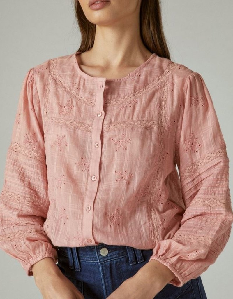 Lucky Brand Clothing Lucky Brand Textured Popover Blouse
