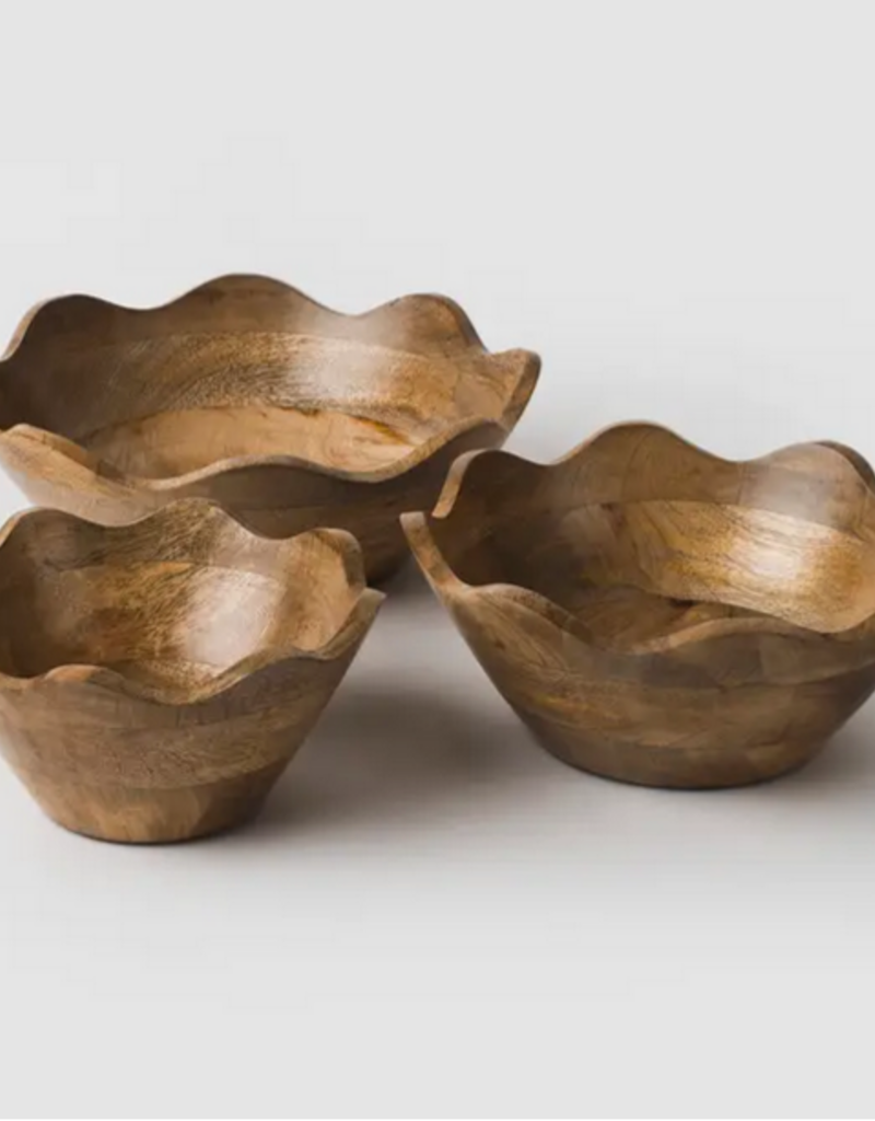 Mela Artisans Mela Scalloped Wooden Bowls