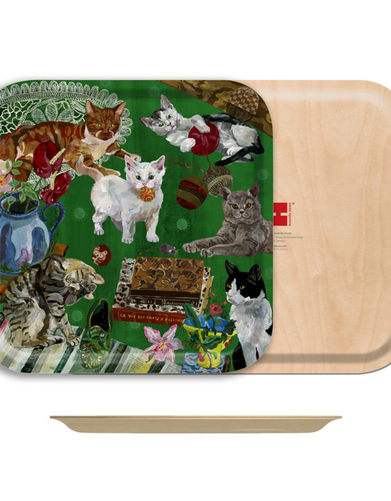 Avenida Home Avenida "Les Chats" Birchwood Tray