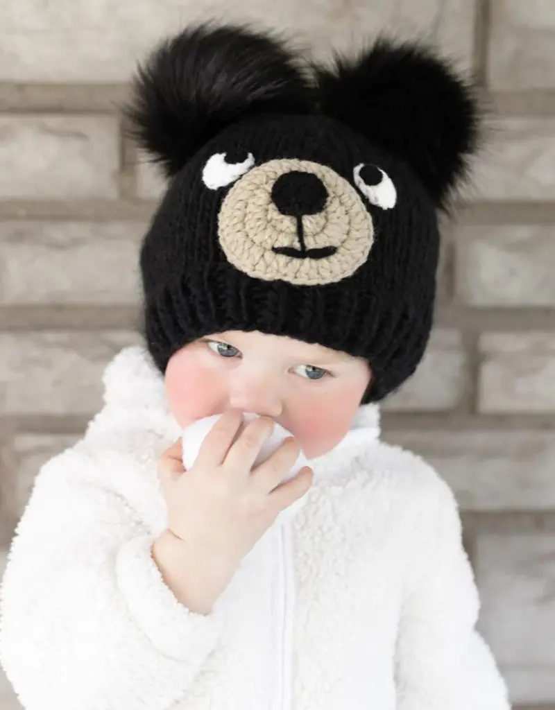 Huggalugs Huggalugs Black Bear Knit Beanie