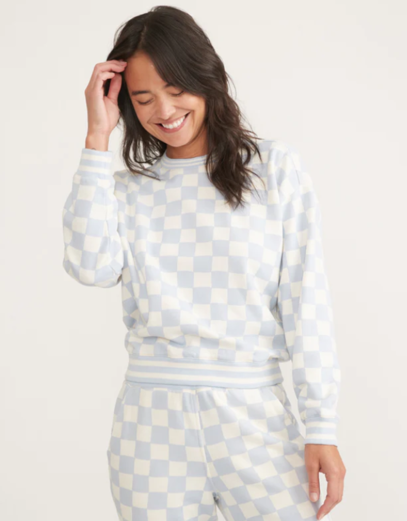 Marine Layer Marine Layer Anytime Checkerboard Fleece in Arctic Ice