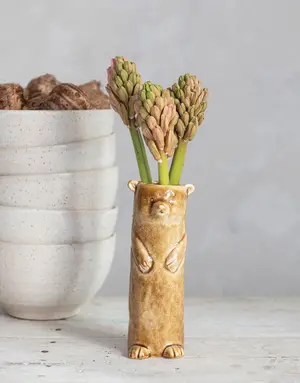 Creative Co-op Crackle Glaze Bear Vase
