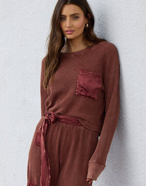 LA Made LA Made Damon Distressed Silk Pocket Top