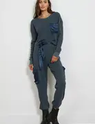 LA Made LA Made Damon Distressed Silk Pocket Top
