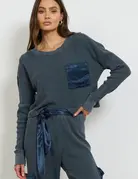 LA Made LA Made Damon Distressed Silk Pocket Top