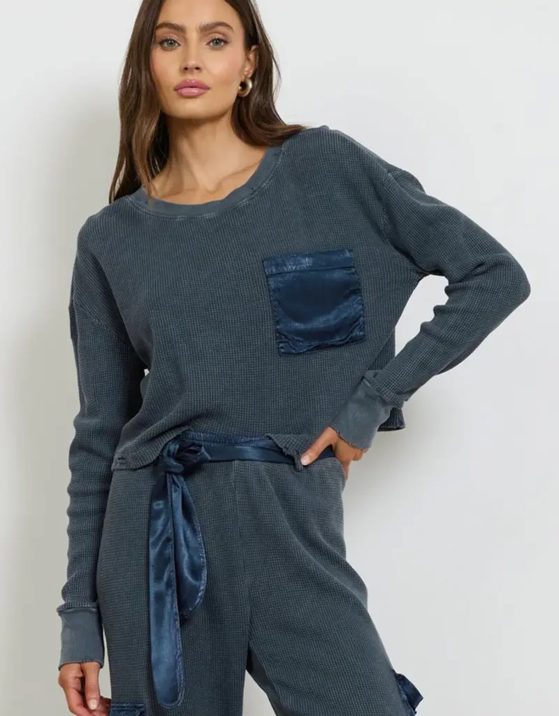 LA Made LA Made Damon Distressed Silk Pocket Top