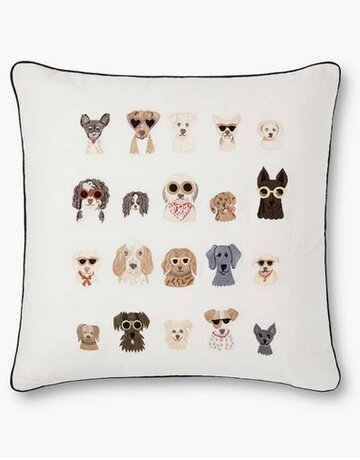 Rifle Paper / Loloi Rifle Paper Co. Dog Days Embroidered Pillow