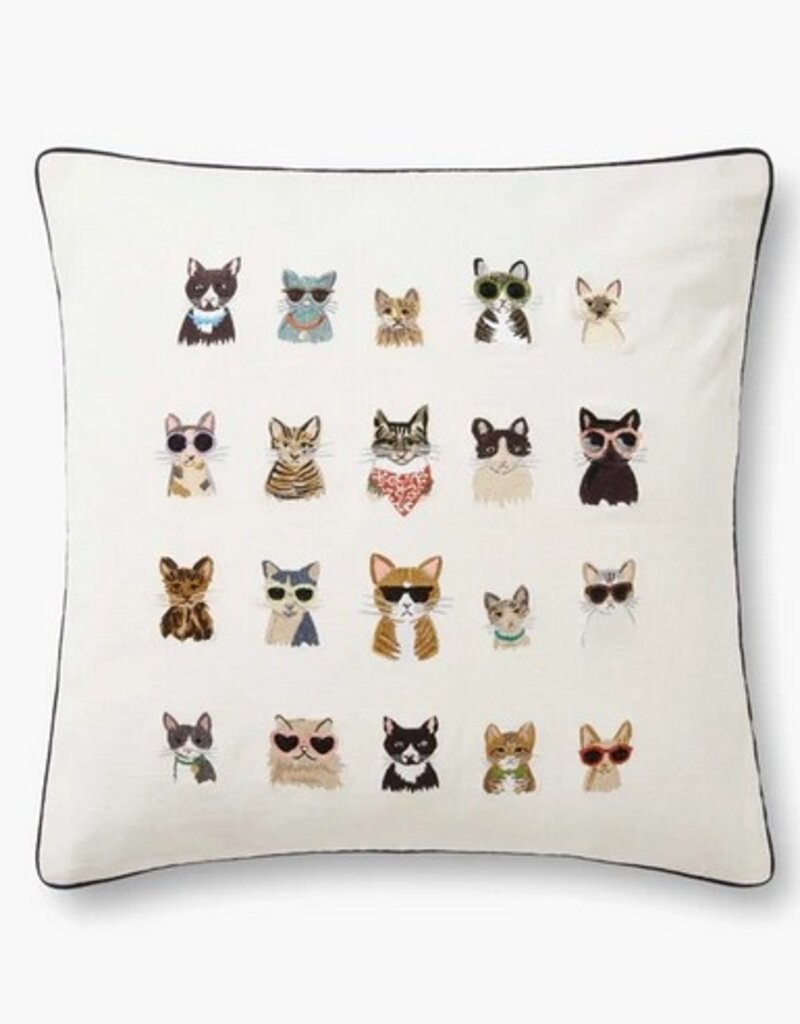 Rifle Paper / Loloi Rifle Paper Co. Cool Cats Embroidered Pillow