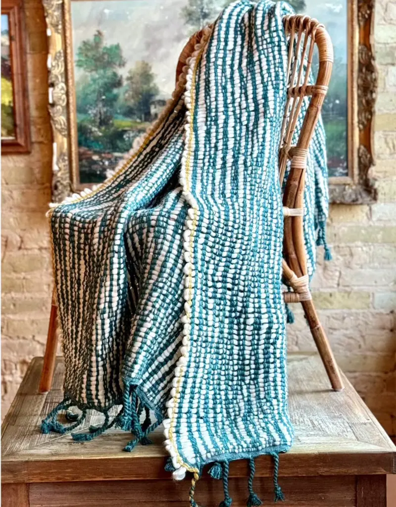 Patina Vie Patina Vie Chunky Woven Teal/Ochre Throw