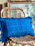 Patina Vie Patina Vie Chunky Blue Knit Pillow
