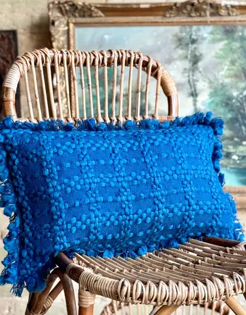 Patina Vie Patina Vie Chunky Blue Knit Pillow