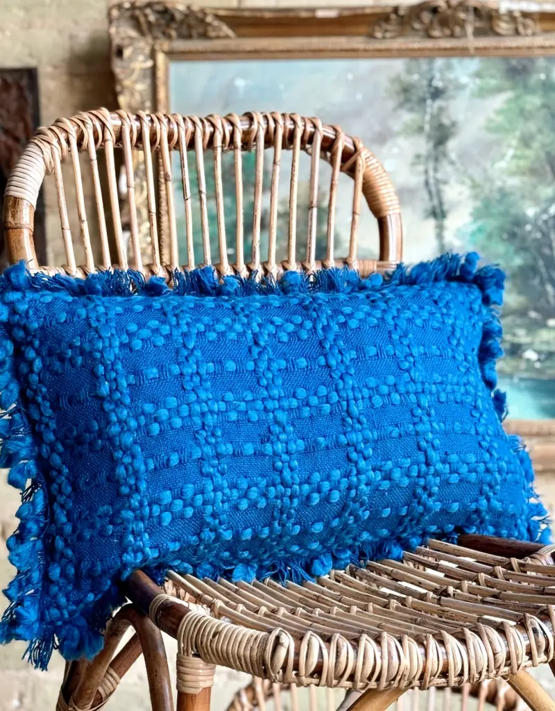 Patina Vie Patina Vie Chunky Blue Knit Pillow