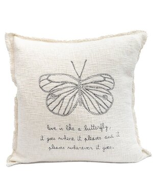 Sugarboo Designs Sugarboo Embroidered "Love is Like a Butterfly" Pillow
