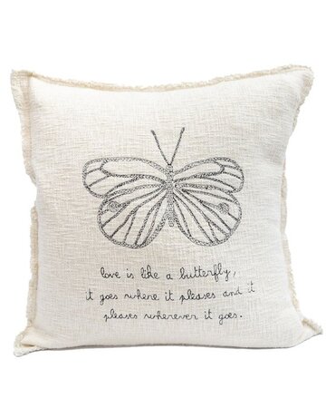 Sugarboo Designs Sugarboo Embroidered "Love is Like a Butterfly" Pillow