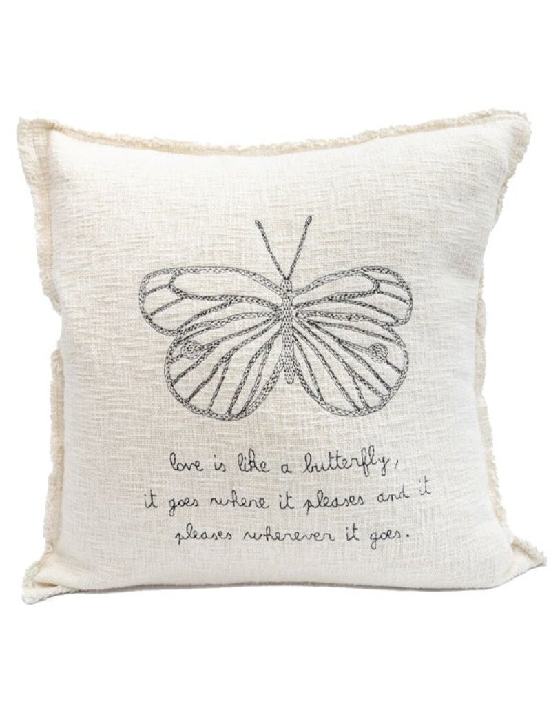 Sugarboo Designs Sugarboo Embroidered "Love is Like a Butterfly" Pillow
