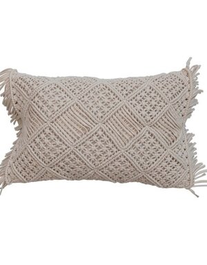Creative Co-op Macrame Lumbar Pillow