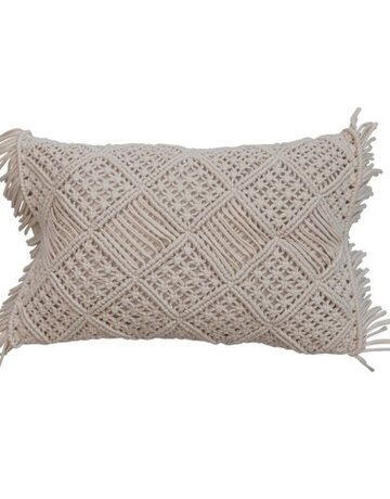 Creative Co-op Macrame Lumbar Pillow
