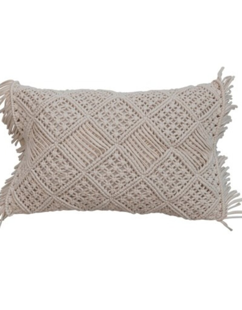 Creative Co-op Macrame Lumbar Pillow