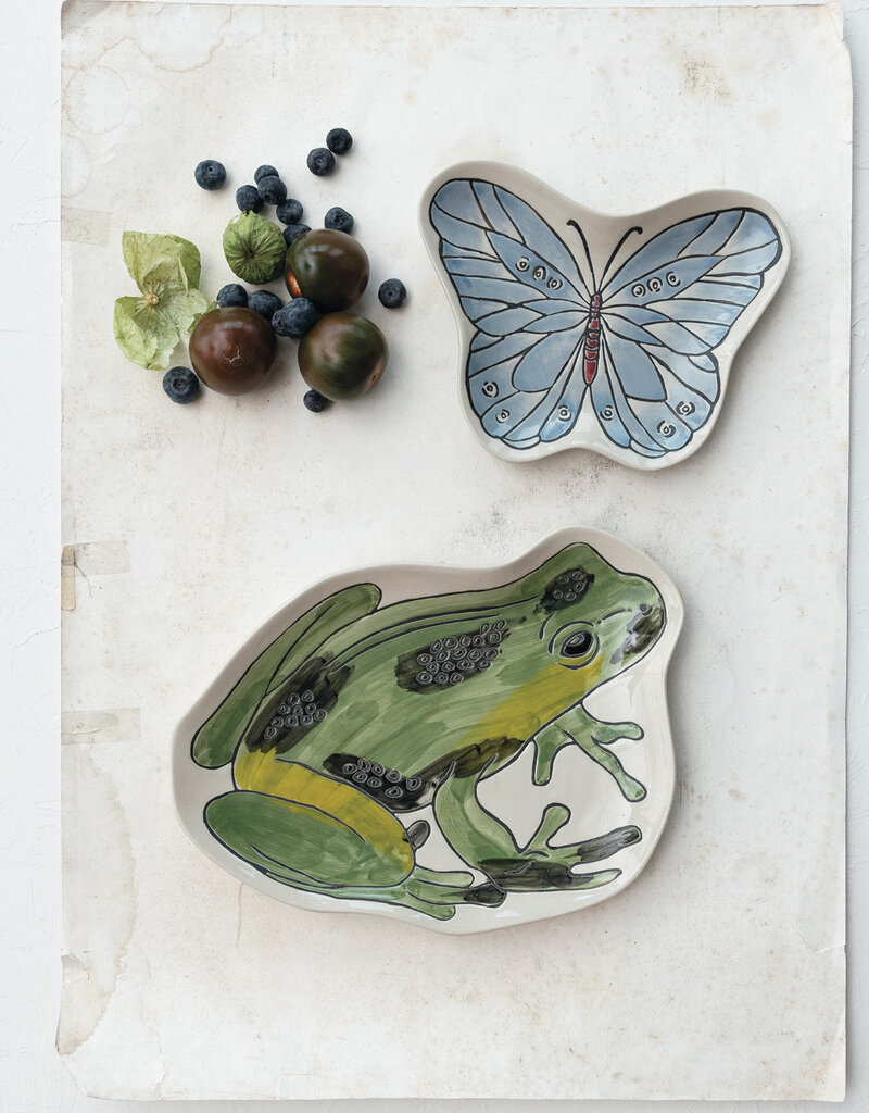 Creative Co-op Hand-Painted Butterfly Dish