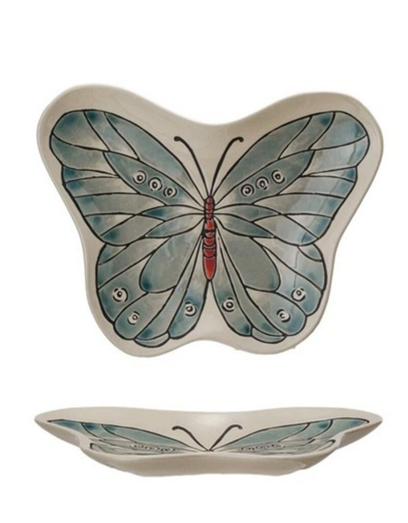 Creative Co-op Hand-Painted Butterfly Dish