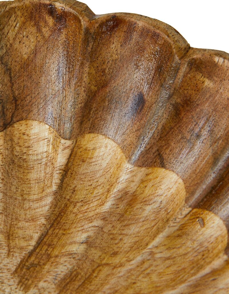 Creative Co-op Mango Wood Scalloped Bowl