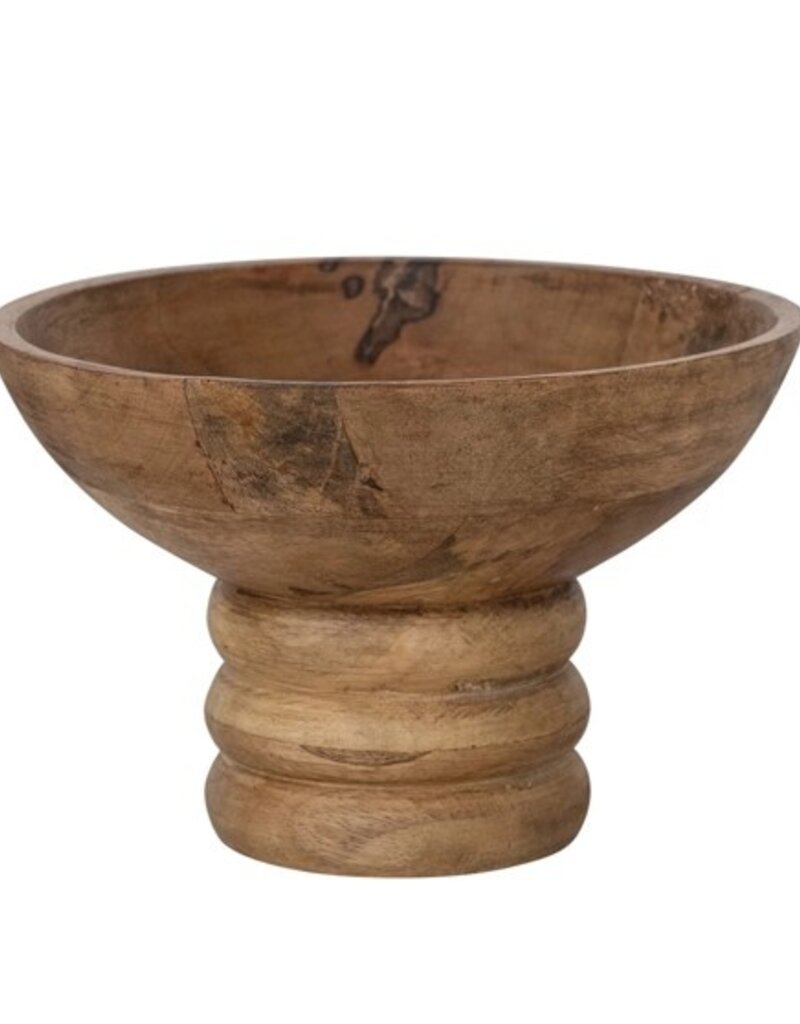 Bloomingville Ribbed Mango Wood Footed Bowl