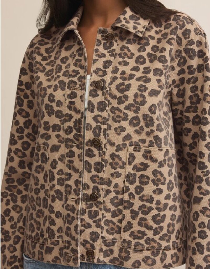 Z Supply Z Supply Bel Air Leopard Denim Jacket