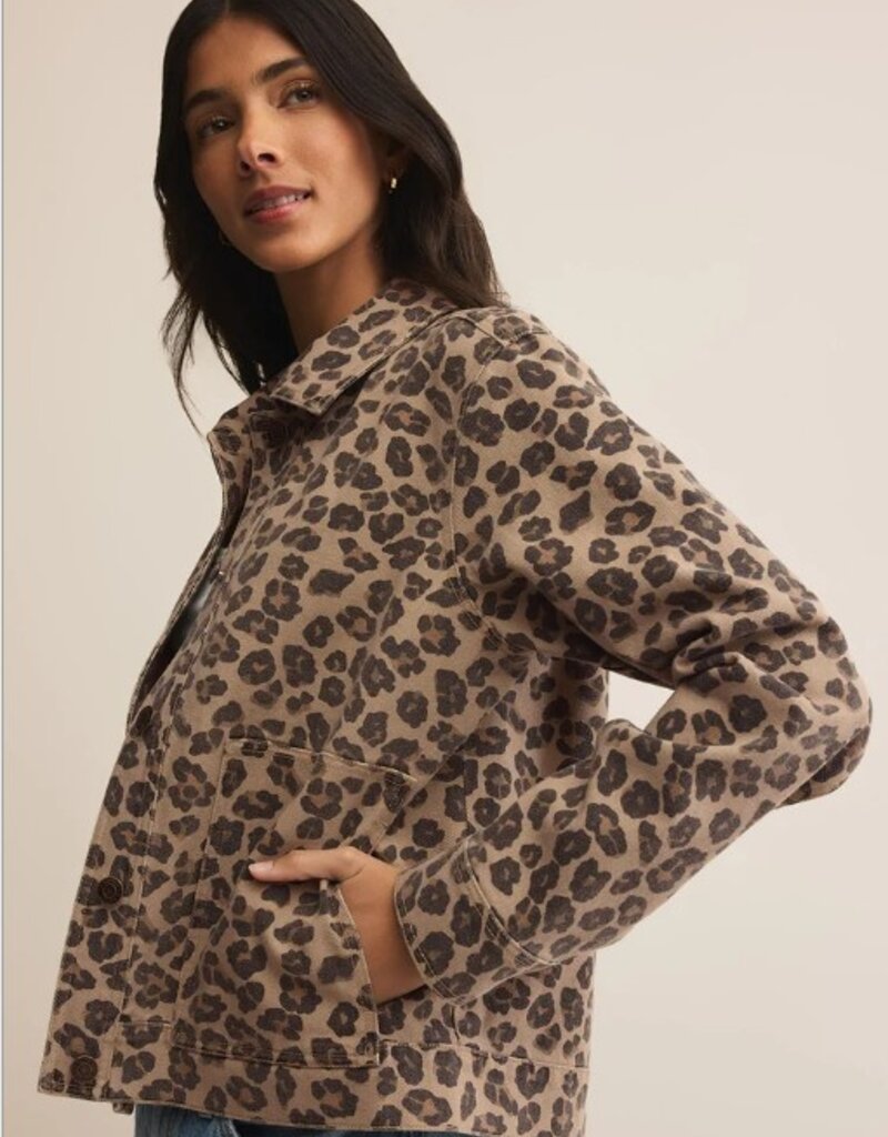 Z Supply Z Supply Bel Air Leopard Denim Jacket