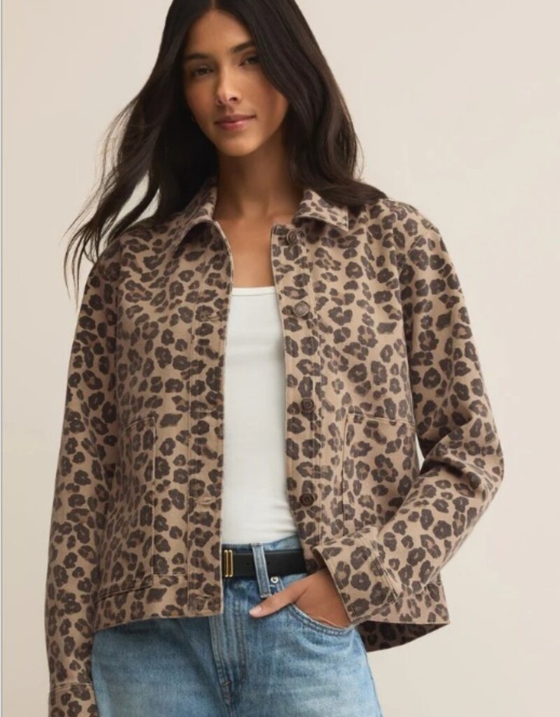 Z Supply Z Supply Bel Air Leopard Denim Jacket