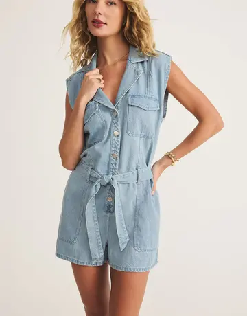 hollyann | Z Supply Dash Luxe Soft Denim Romper - HOLLYANN