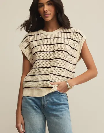 Z Supply Z Supply Ines Striped Crochet Sweater