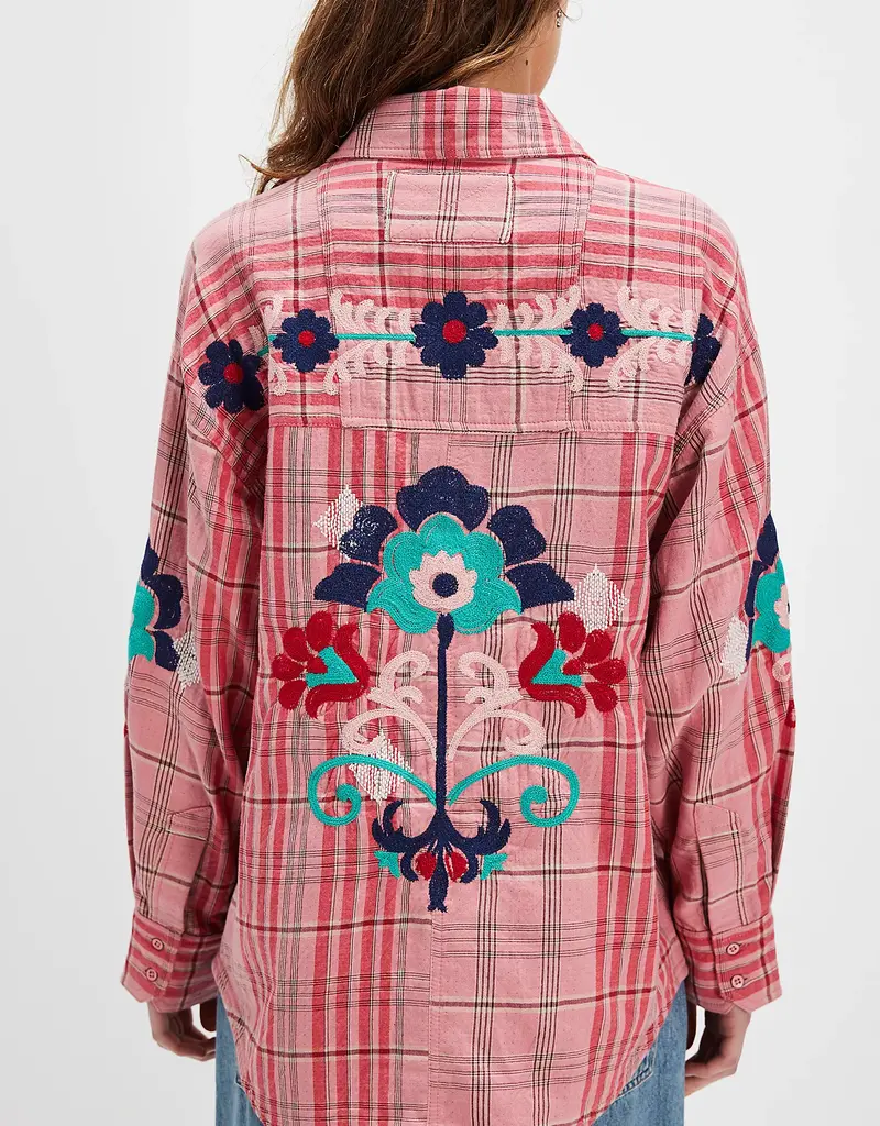 Free People Free People Embroidered Sashiko Shirt