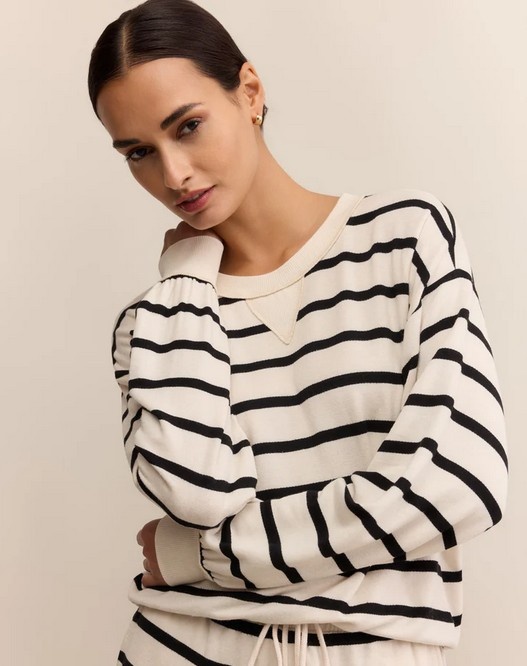 トップス plllllleeeasse stripe lightweight sweat hollyann | Z Supply Stand Out Striped Sweatshirt - HOLLYANN