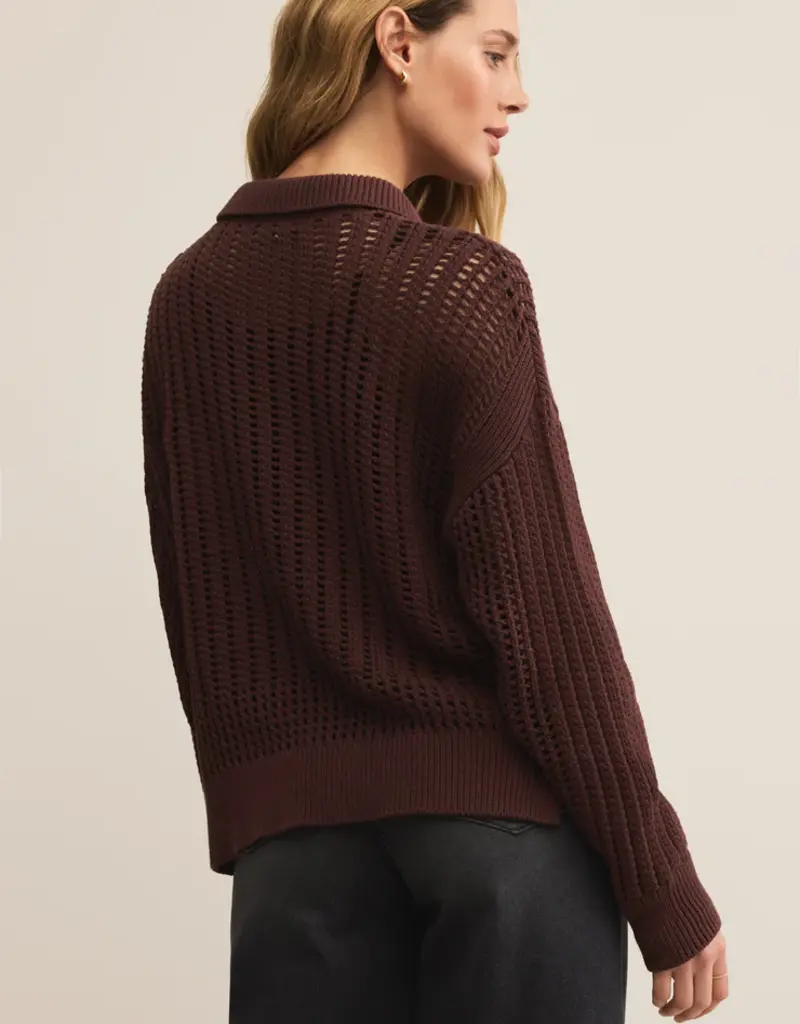 Z Supply Z Supply Looking Glass Crochet Polo Sweater