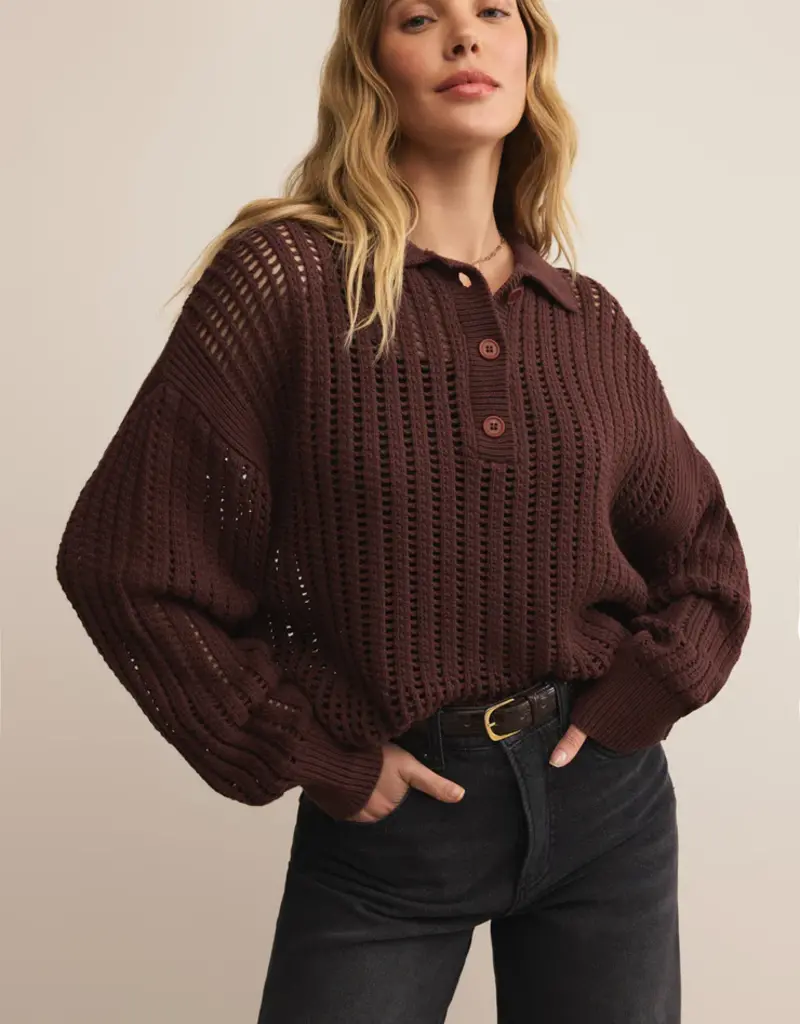 Z Supply Z Supply Looking Glass Crochet Polo Sweater