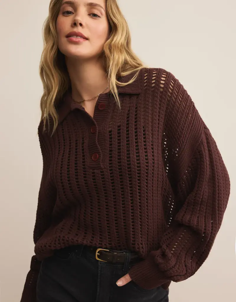 Z Supply Z Supply Looking Glass Crochet Polo Sweater