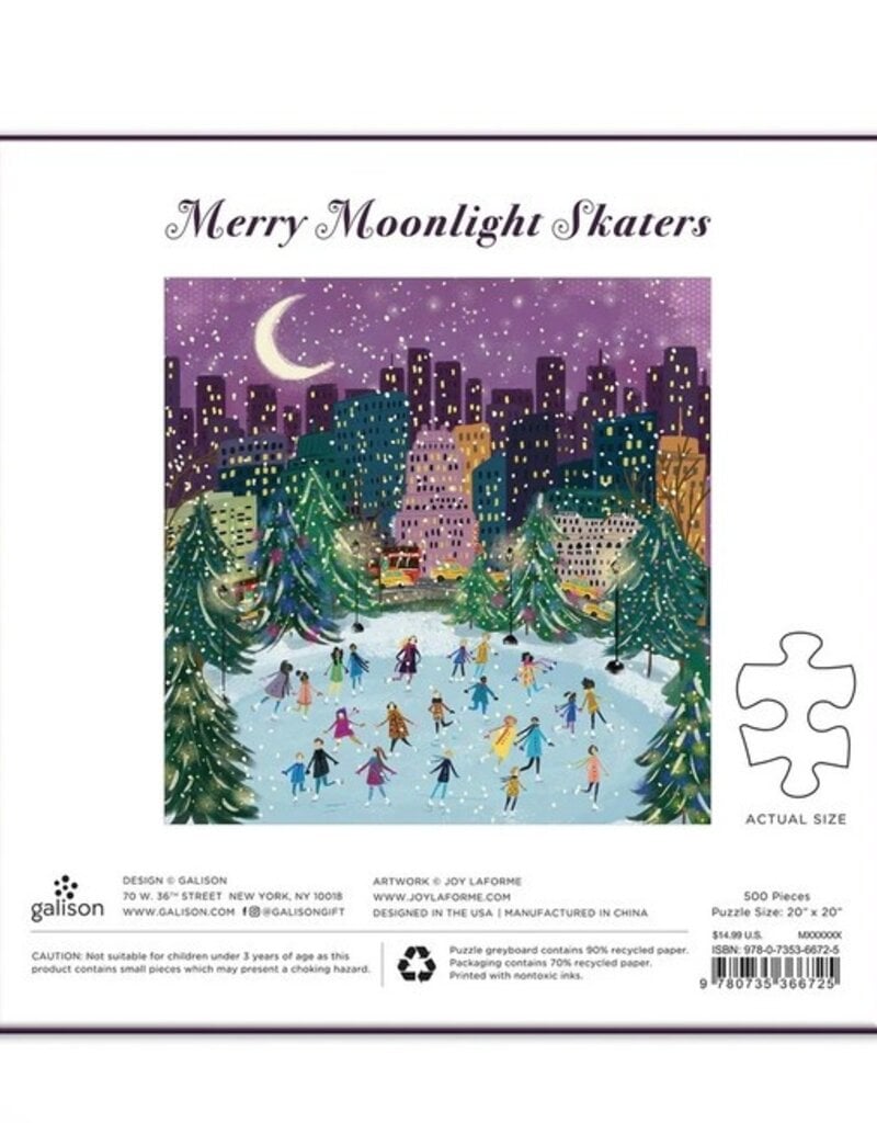 Chronicle Books Merry Moonlight Skaters Foil Puzzle (500 pc)