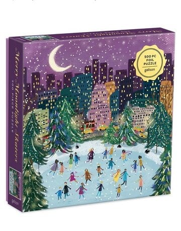 Chronicle Books Merry Moonlight Skaters Foil Puzzle (500 pc)