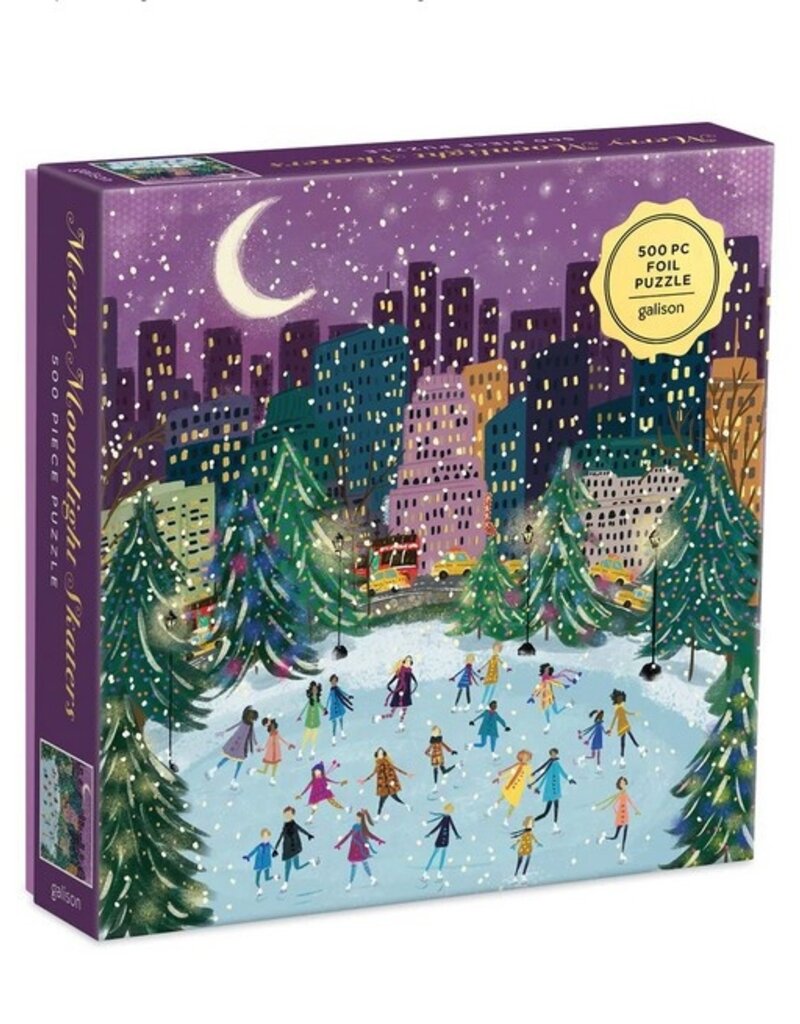 Chronicle Books Merry Moonlight Skaters Foil Puzzle (500 pc)